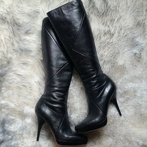 Via Spiga Black Leather heeled boots